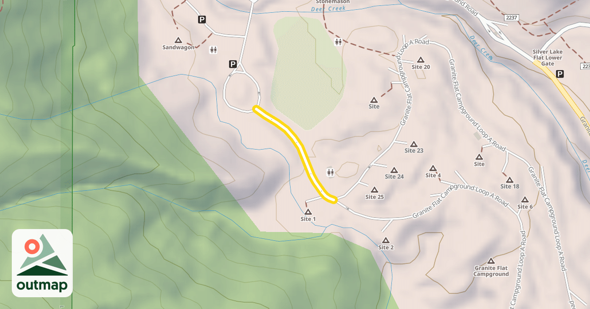 Map of Granite Flat Campground Loop A Road