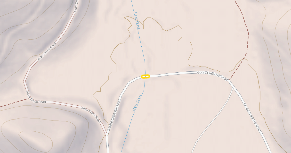 Map preview of Goose Creek Flat Road
