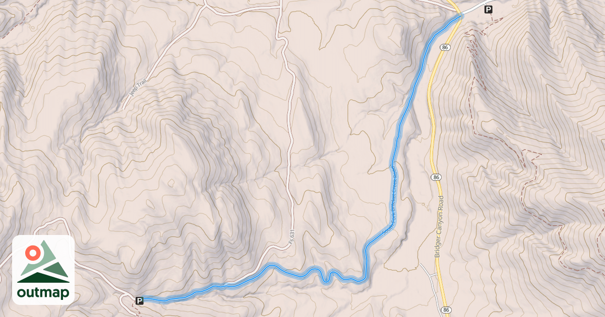 Map of South Fork Bracket Creek Road