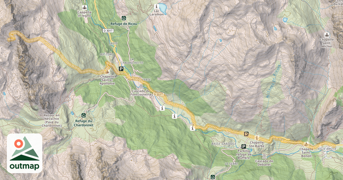 Map of Crête de la Casse Blanche — Névache
