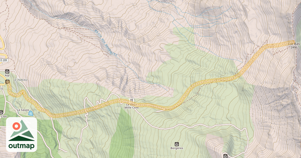 Map of Col Bas — Super-Sauze