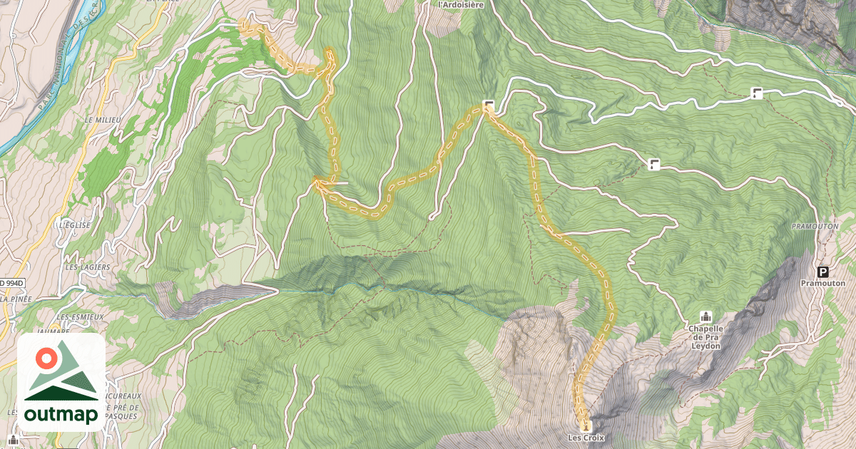 Map of Mont Orel — Les Jourcins