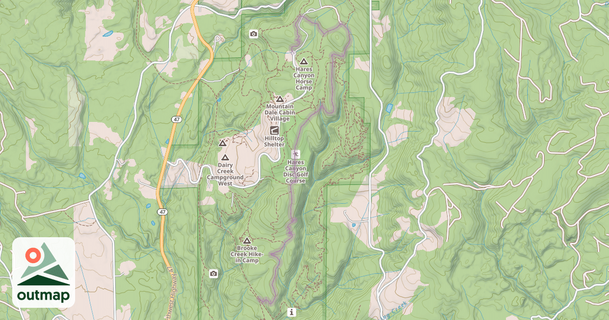 Map of Hares Canyon Trail