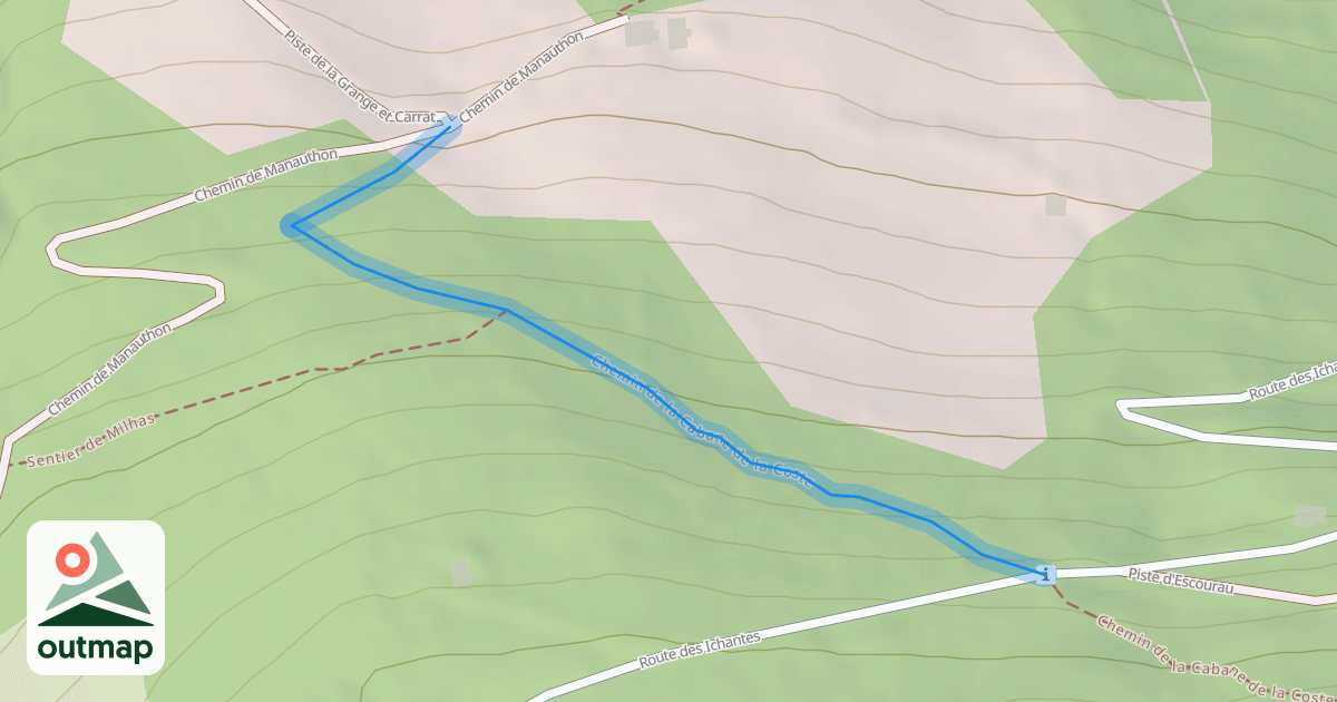 Map of Chemin de la Cabane de la Coste