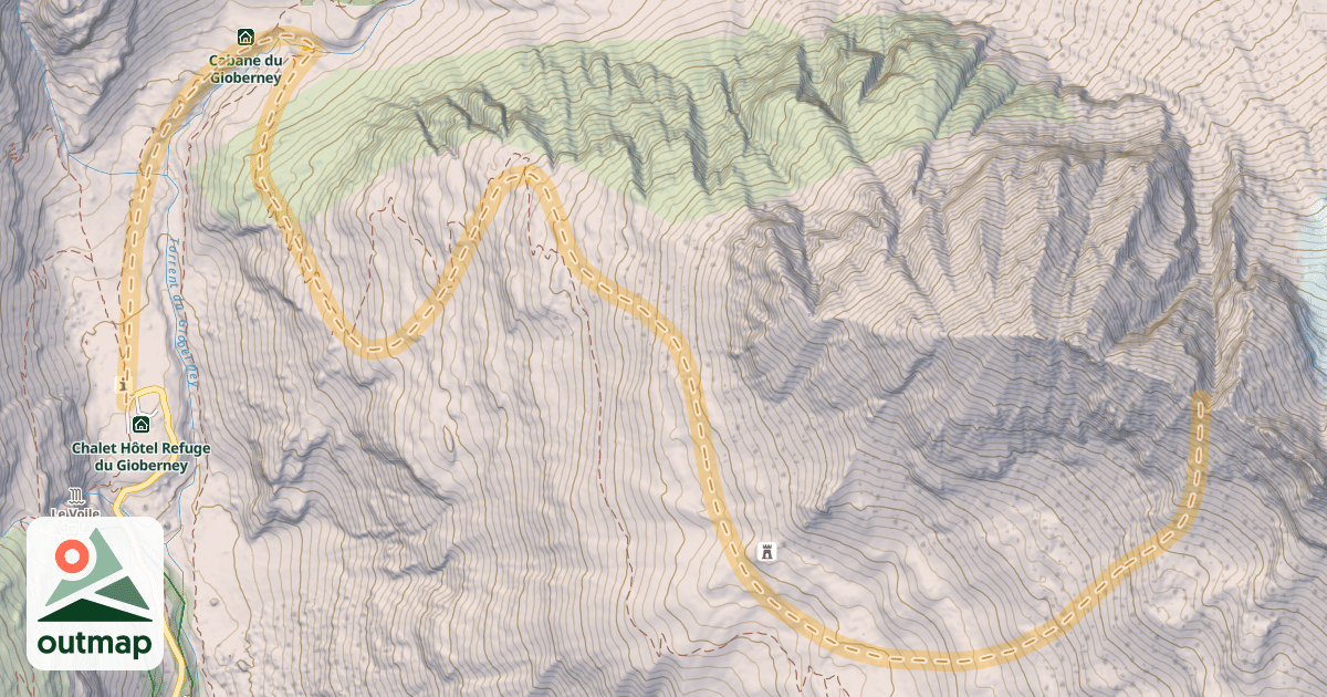 Map of Crête de la Chauvetanne — Parking 1572
