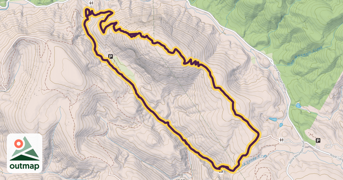 Map of Stone Mountain Loop Trail in Wilkes
