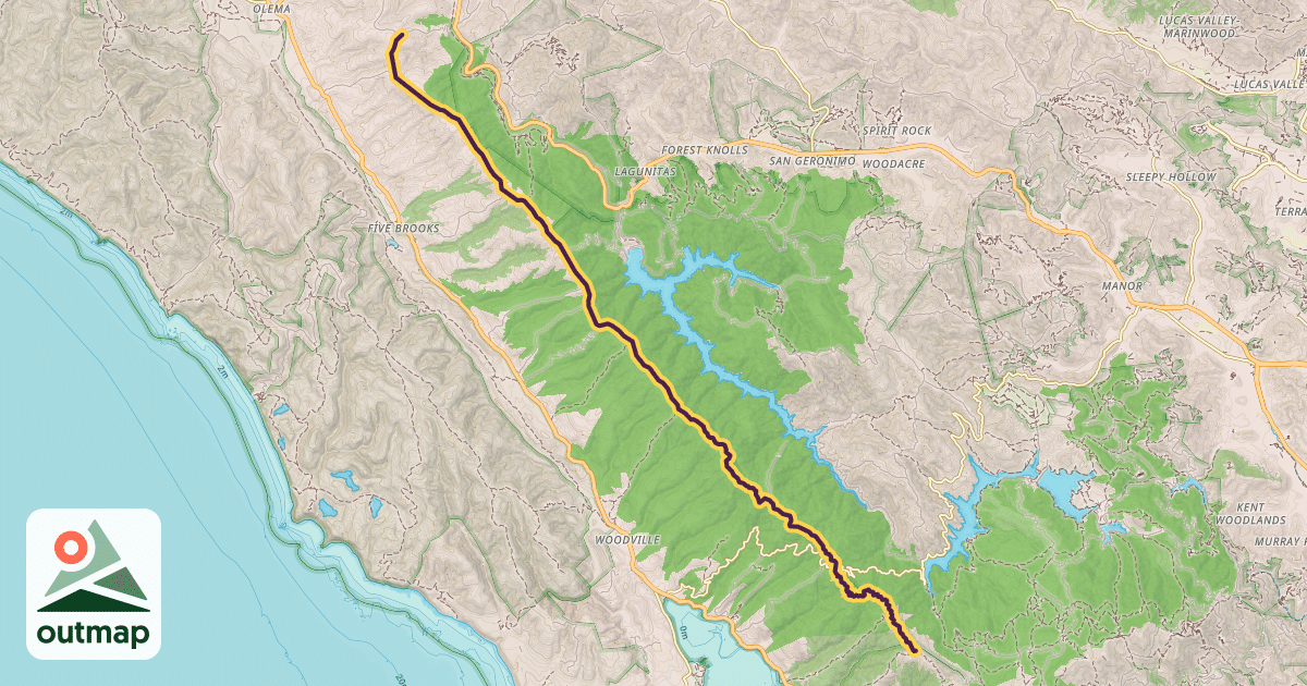 Map of Bolinas Ridge Trail