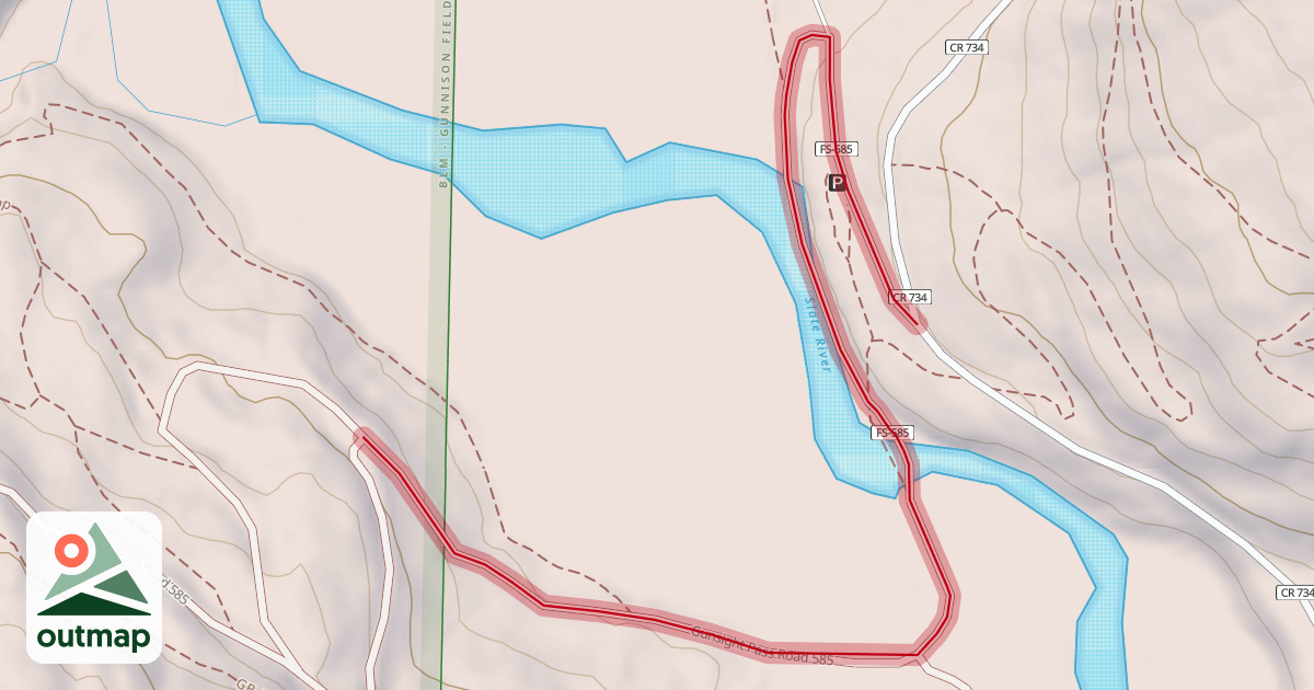 Map of Gunsight Pass Road 585