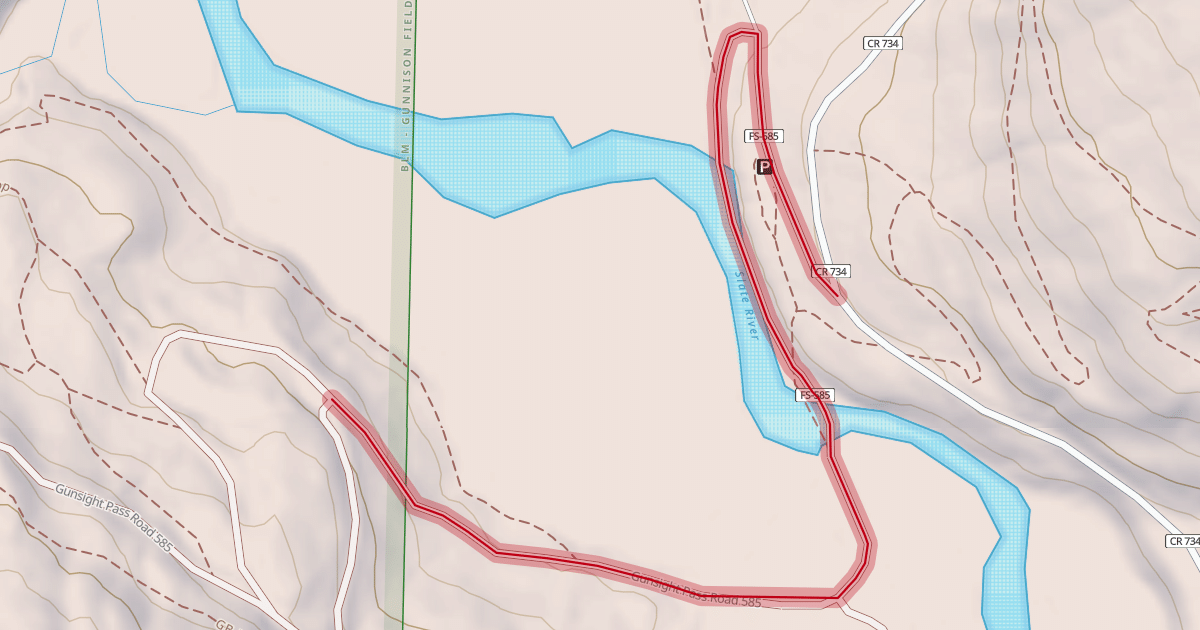Map preview of Gunsight Pass Road 585
