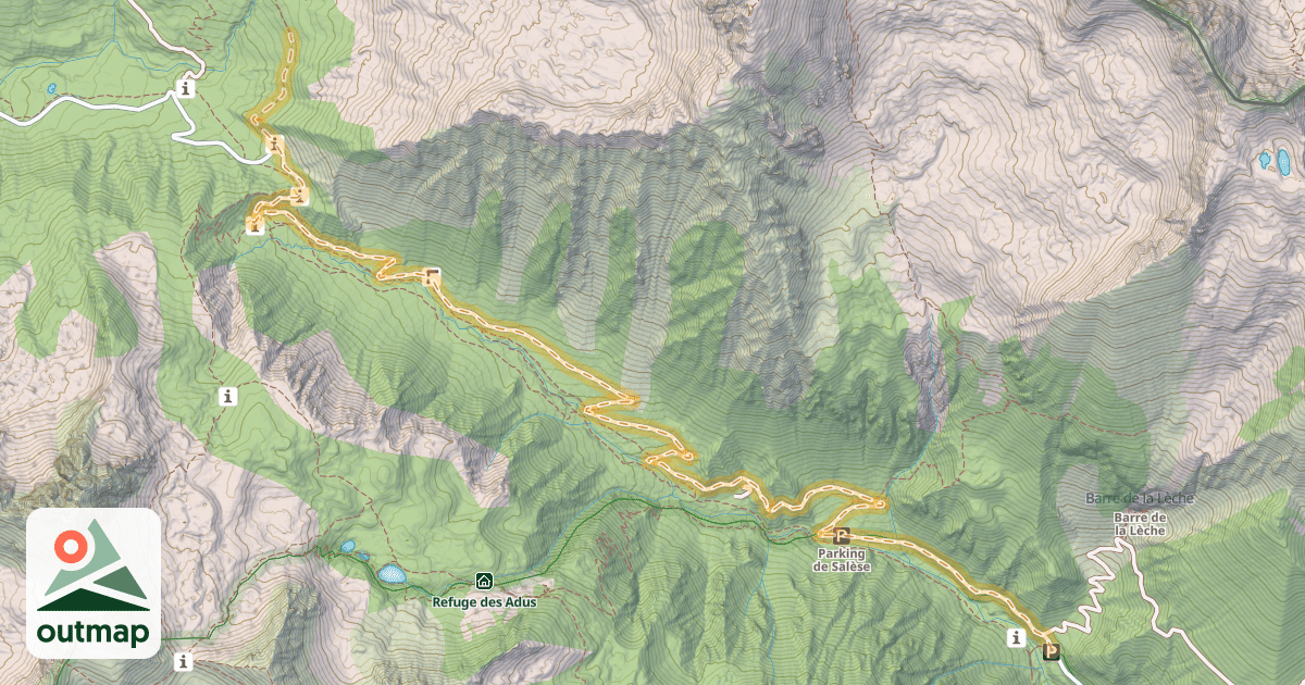 Map of Cime de Pagari de Salèse — Granges du Terras