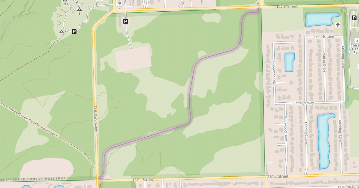 Map preview of Tinley Creek Red Paved Loop