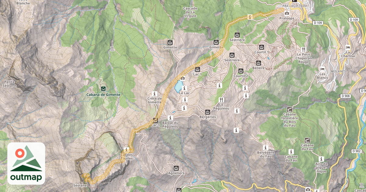 Map of Grande Séolane — Pra-Loup