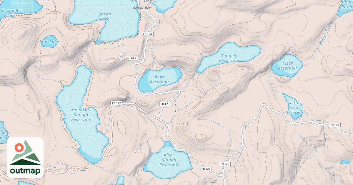 Map of OLD GRAND MESA ROAD