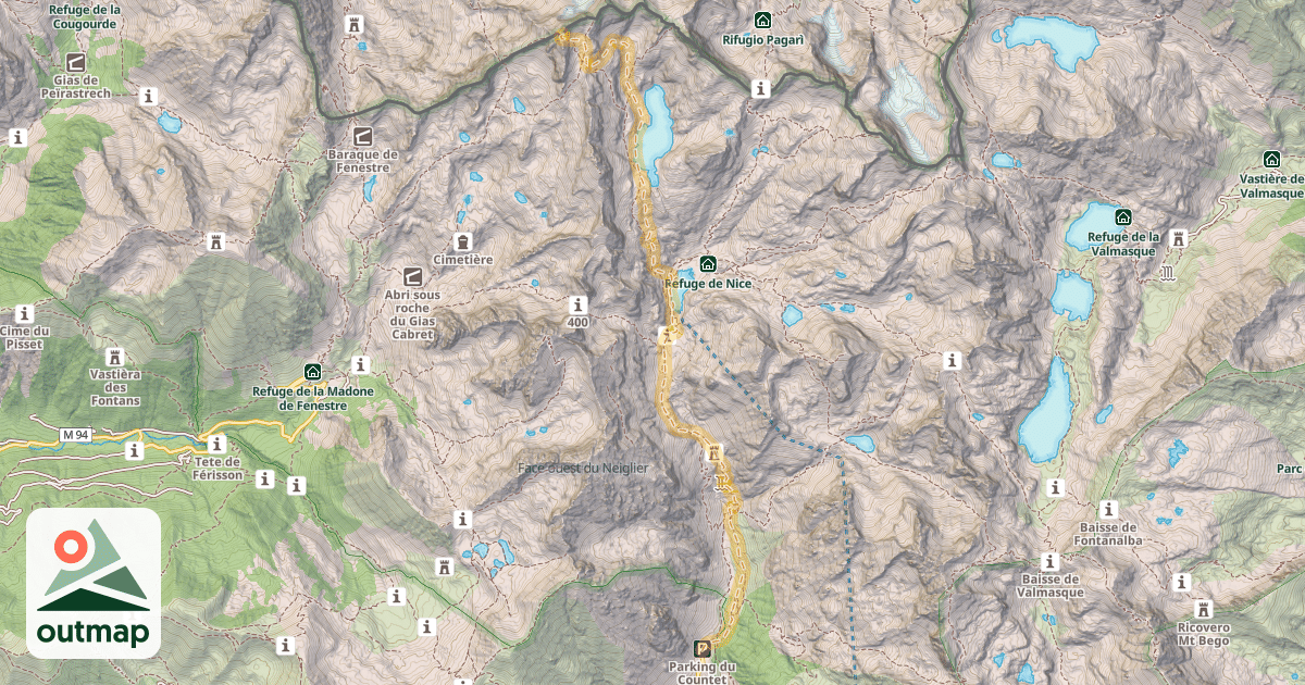 Map of Cime du Gélas — Pont du Countet