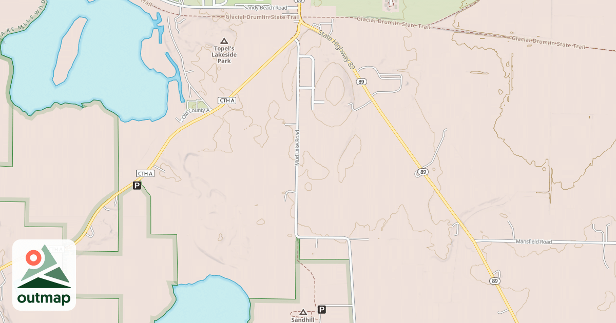 Map of Glacial Drumlin State Trail