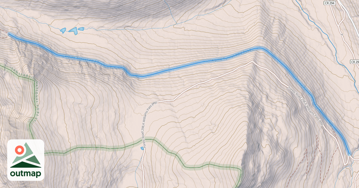 Map of Alpine Tunnel 4Wd Road