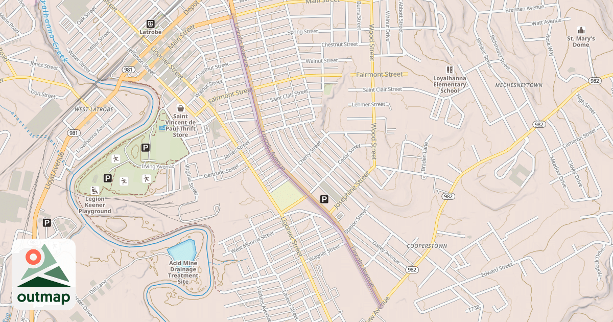 Map of Lincoln Avenue Rails to Trails Greenway