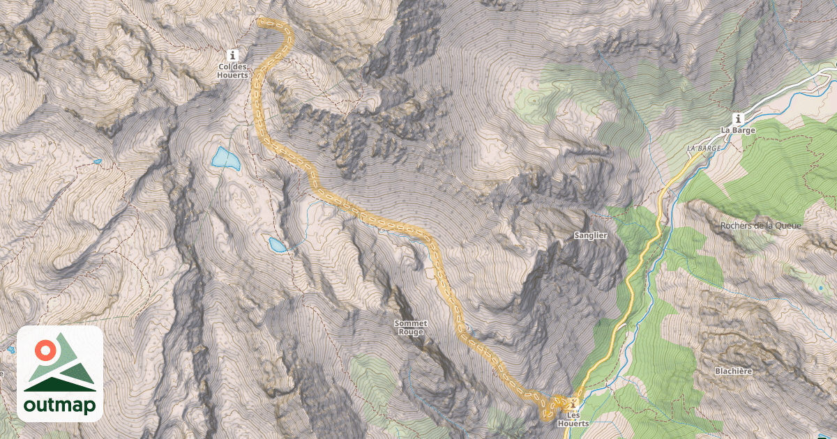 Map of Pointe d'Escreins — Pont des Houerts