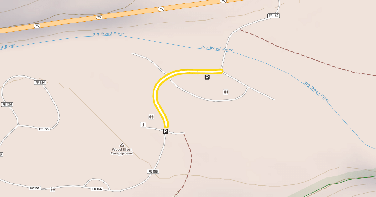 Map preview of Wood River Campground Road