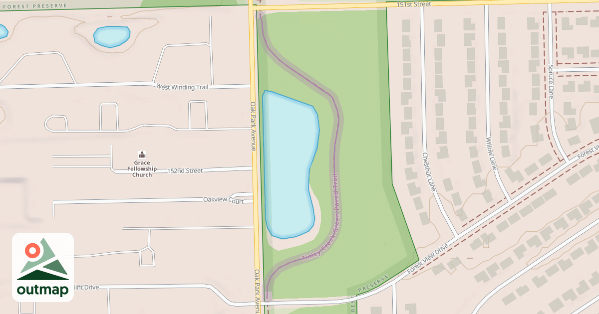 Map of Tinley Creek Green Paved Trail