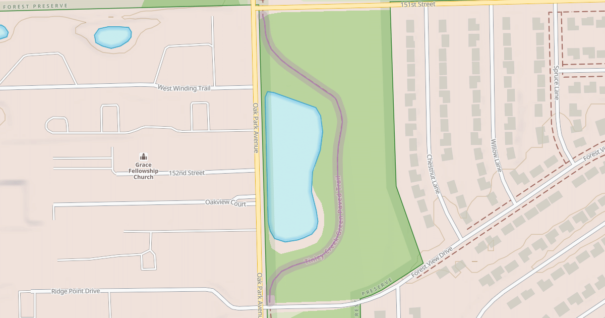 Map preview of Tinley Creek Green Paved Trail