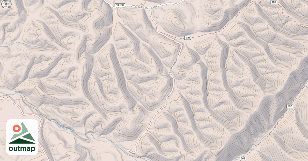 Map of LICK BRANCH