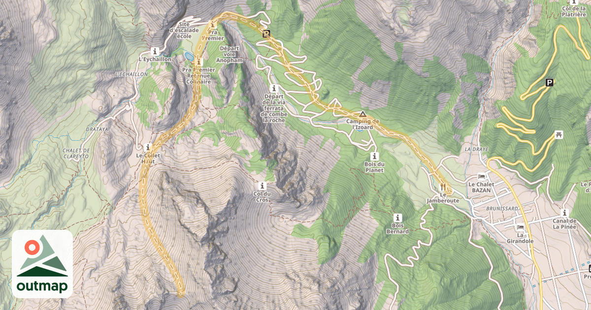 Map of Col du Cros — Brunissard