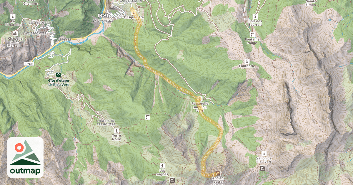 Map of Crête des Chambrettes — Montbardon