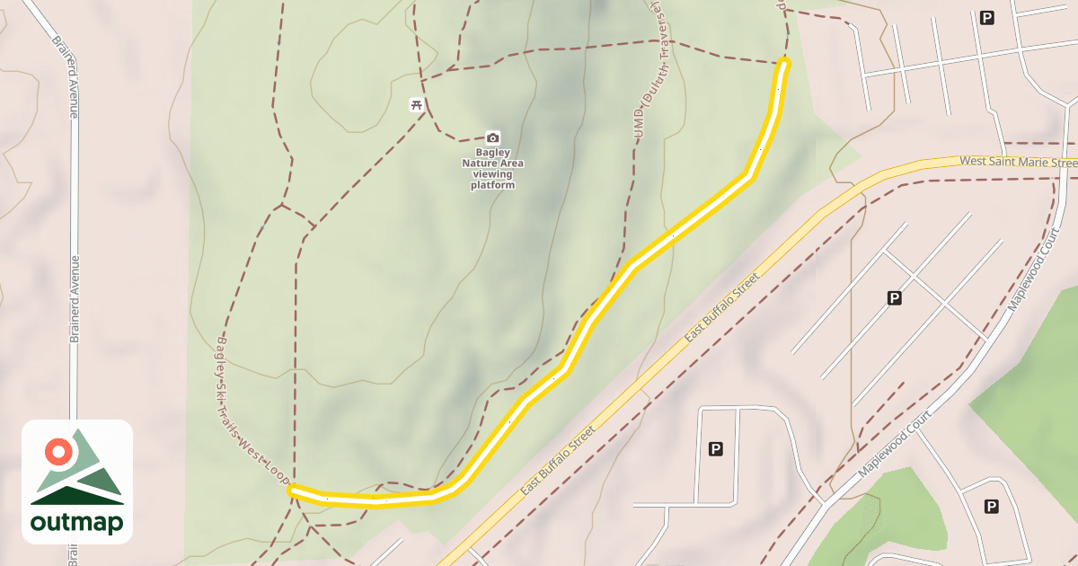 Map of Bagley Ski Trail West Loop