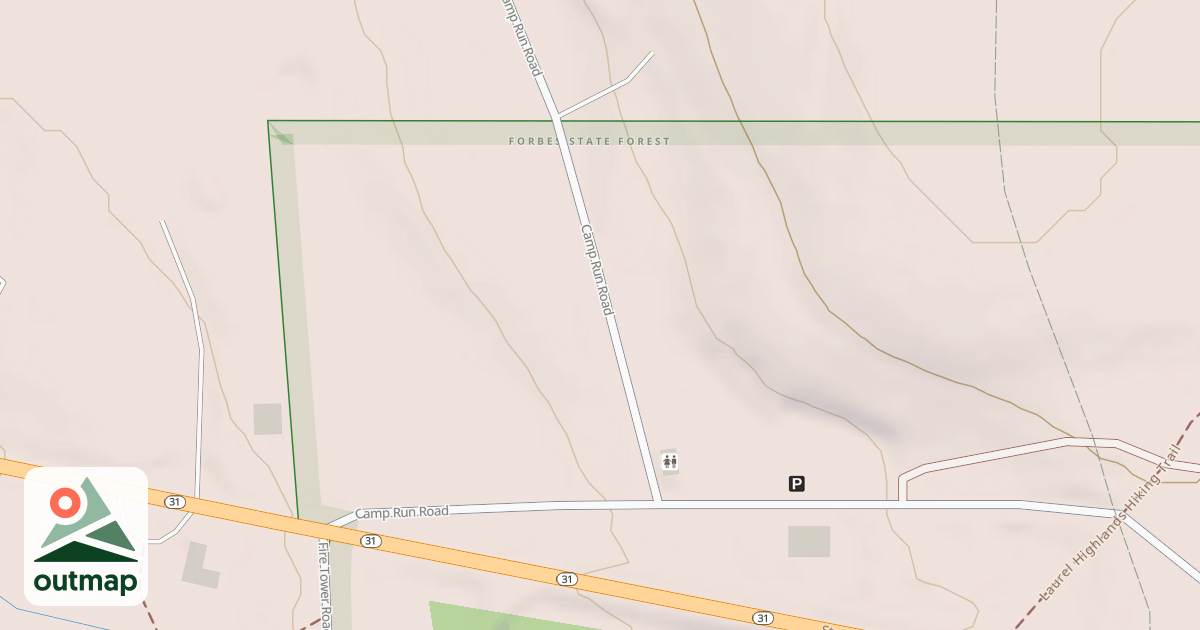 Map of Laurel Highlands Snowmobile Trail (Southern)