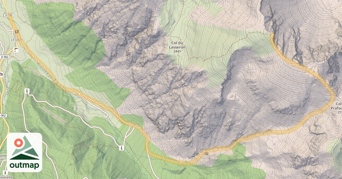 Map of Cime de la Charvie — Le Laus
