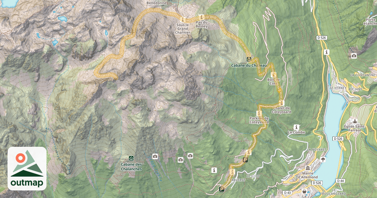 Map of Col de la Portette — Allemond-La-Traverse