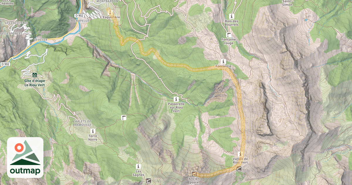 Map of Crête des Chambrettes — Montbardon