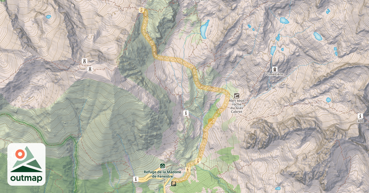 Map of Pas des Ladres — La Madone de Fenestre