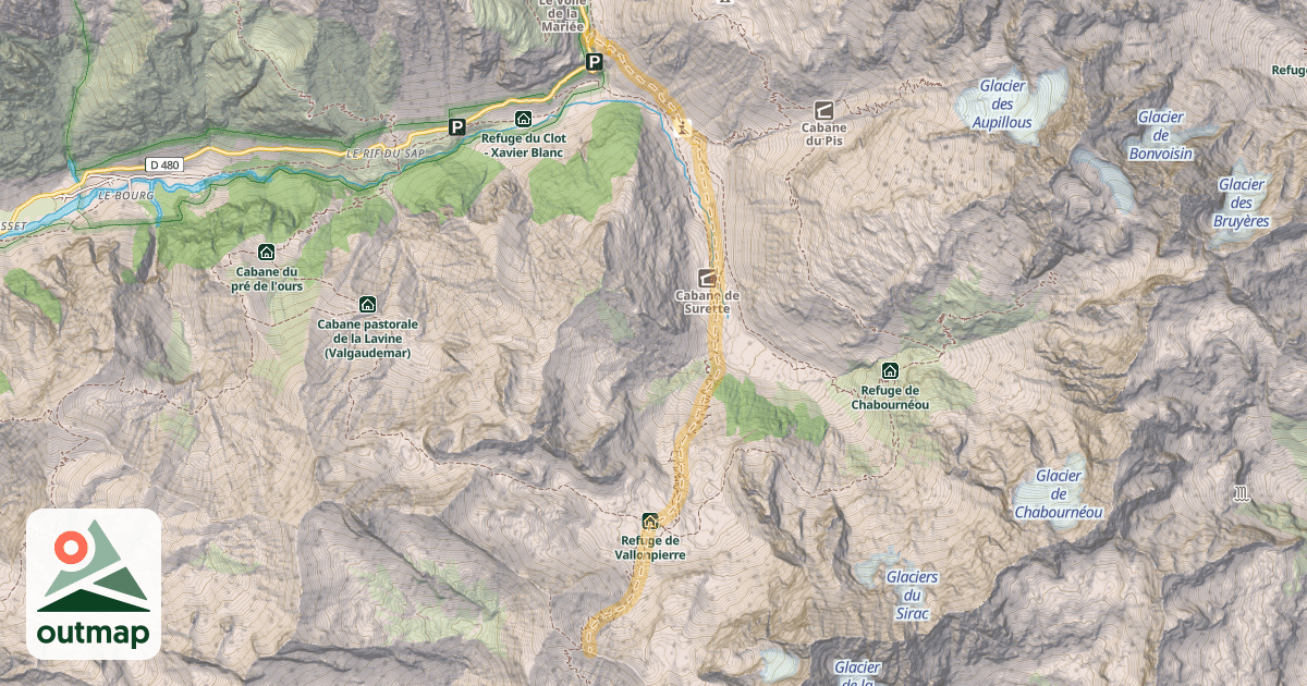 Map of Col de Vallonpierre — Parking 1572