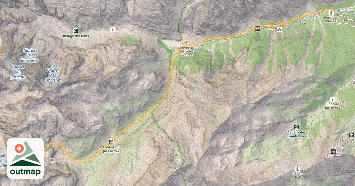 Map of Col du Loup-de-Champoléon — Pont des Places