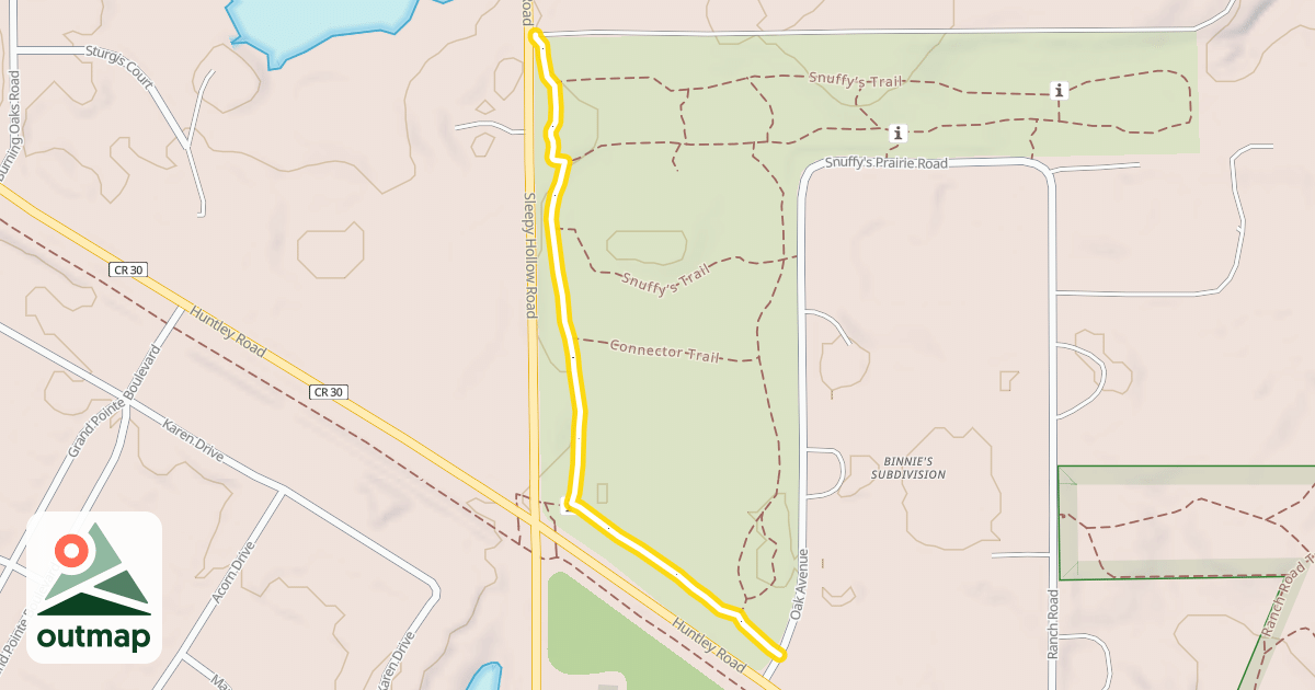 Map of Sleepy Hollow-Huntley Roads Trail
