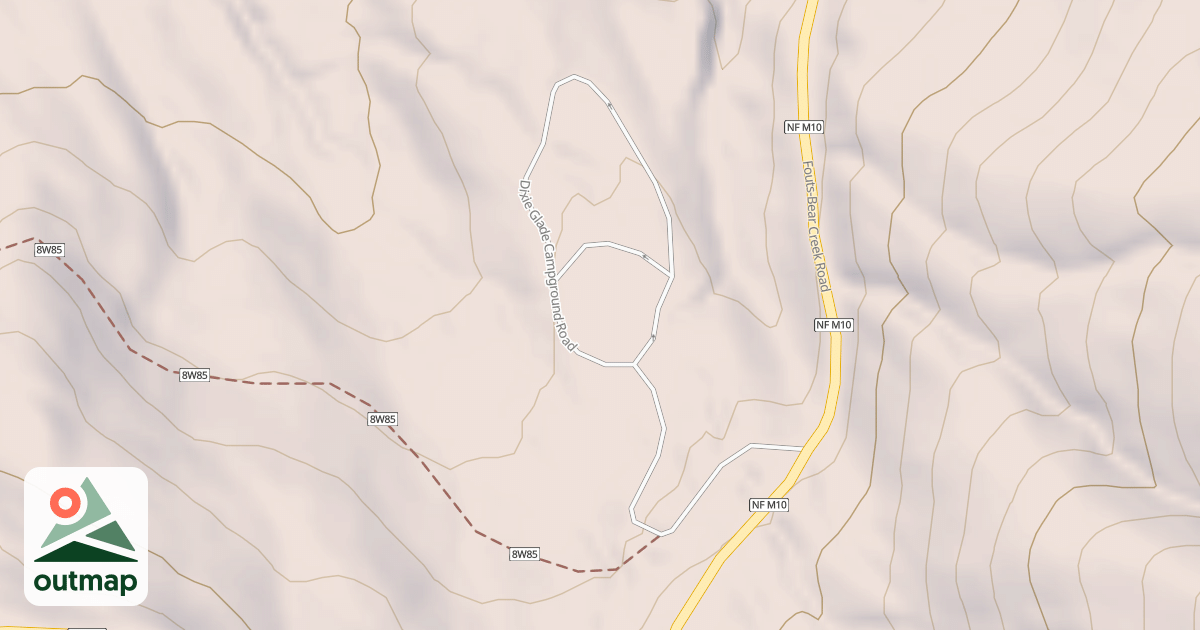 Map of DIXIE GLADE CAMPGROUND