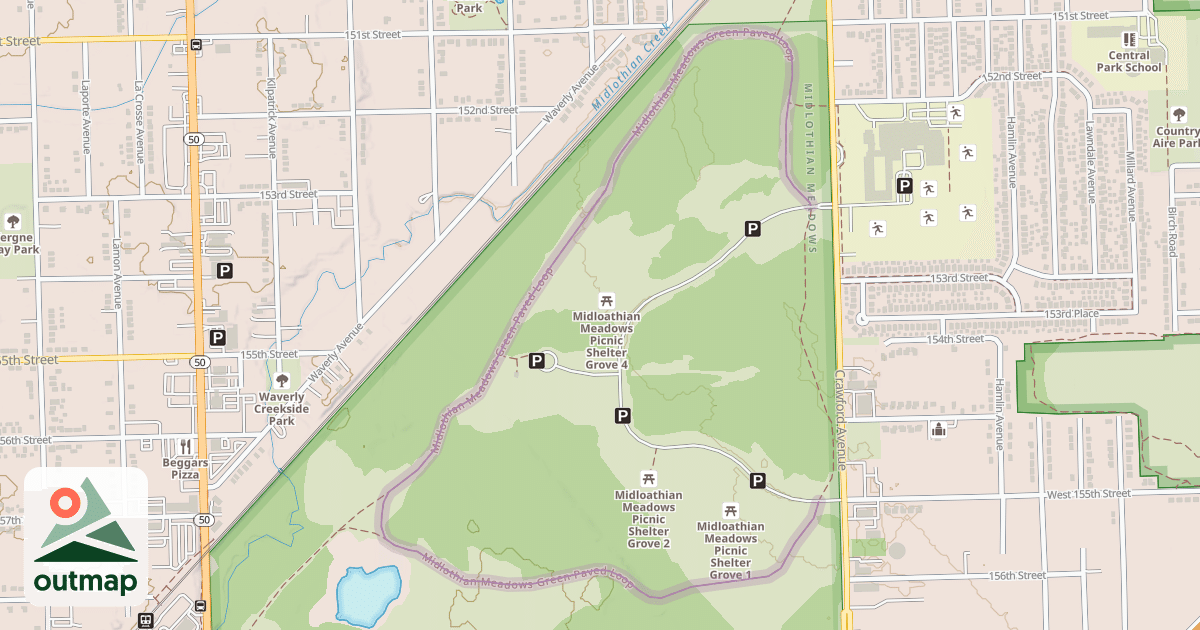 Map of Midlothian Meadows Green Paved Loop