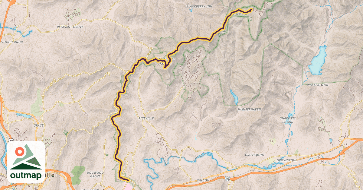 Map of Mountains-to-Sea Trail