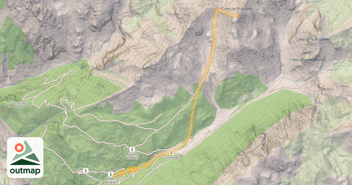 Map of Les Aurus — Pont-du-Giet