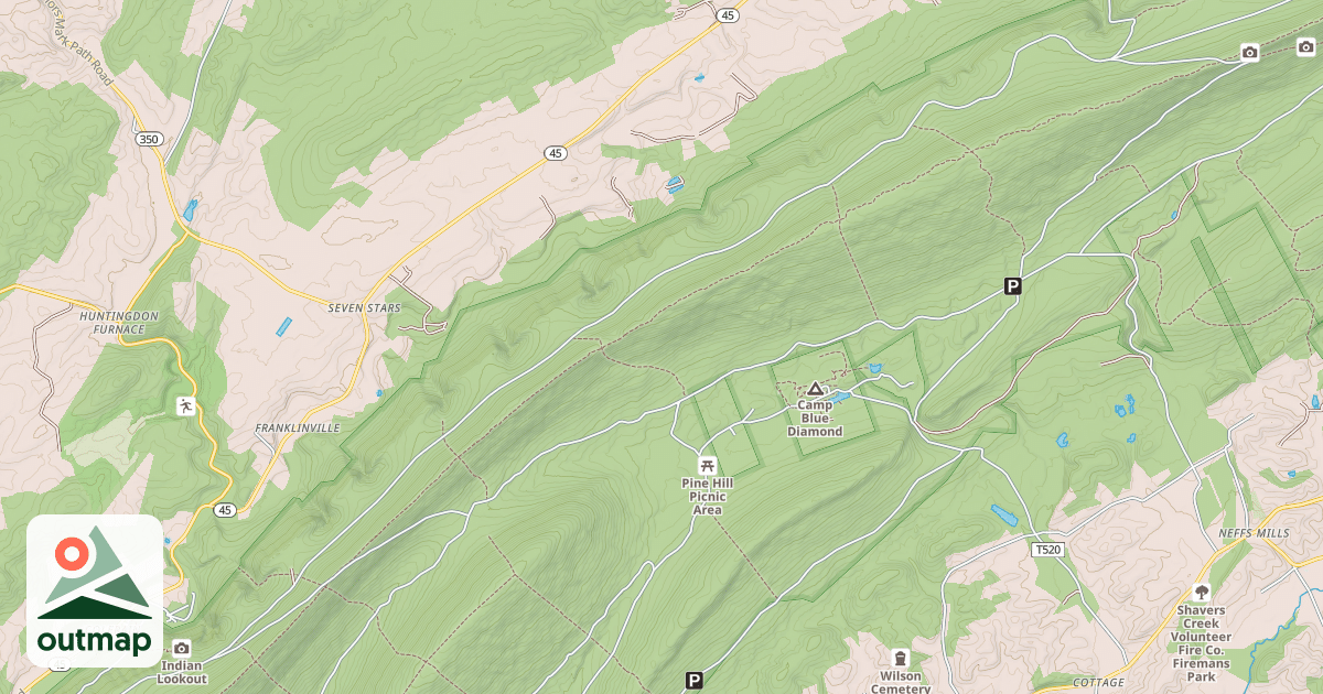 Map of Rothrock State Forest Seven Mountains Snowmobile Trails