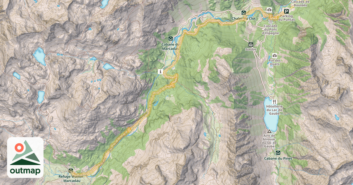 Map of Refuge Wallon-Marcadau — Parking du Puntas