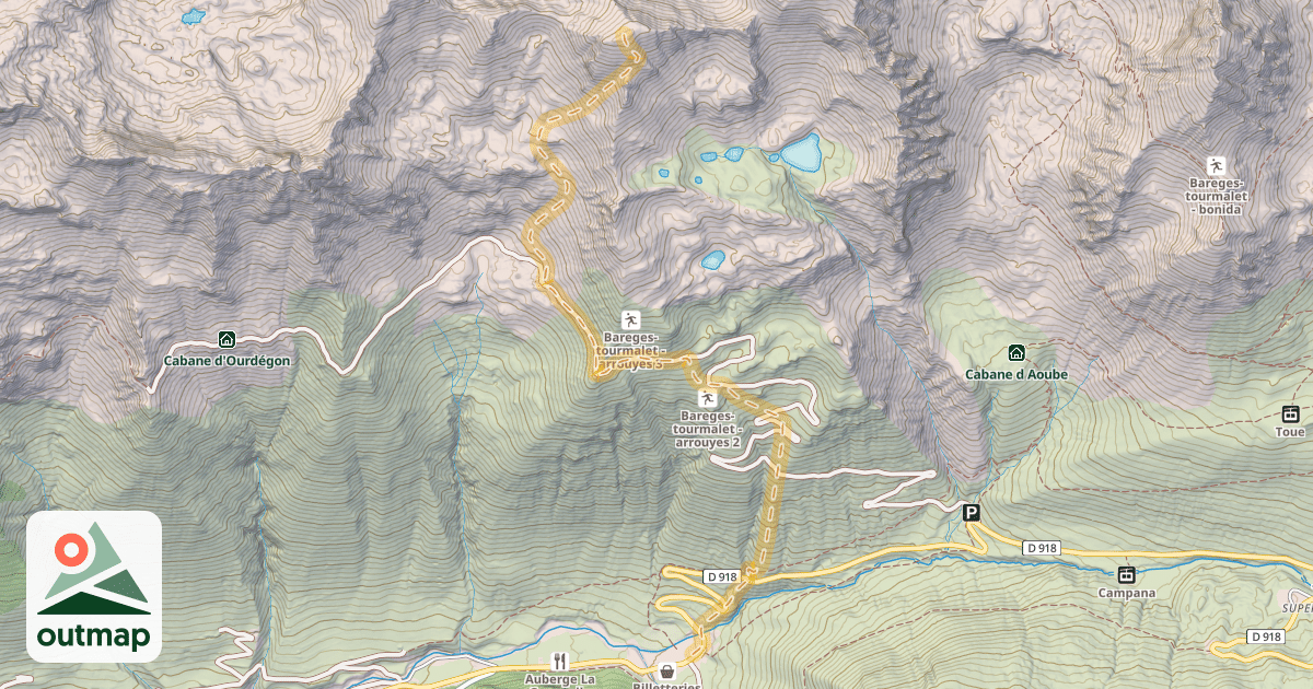 Map of Pic de Barbe — Parking d'Aoube