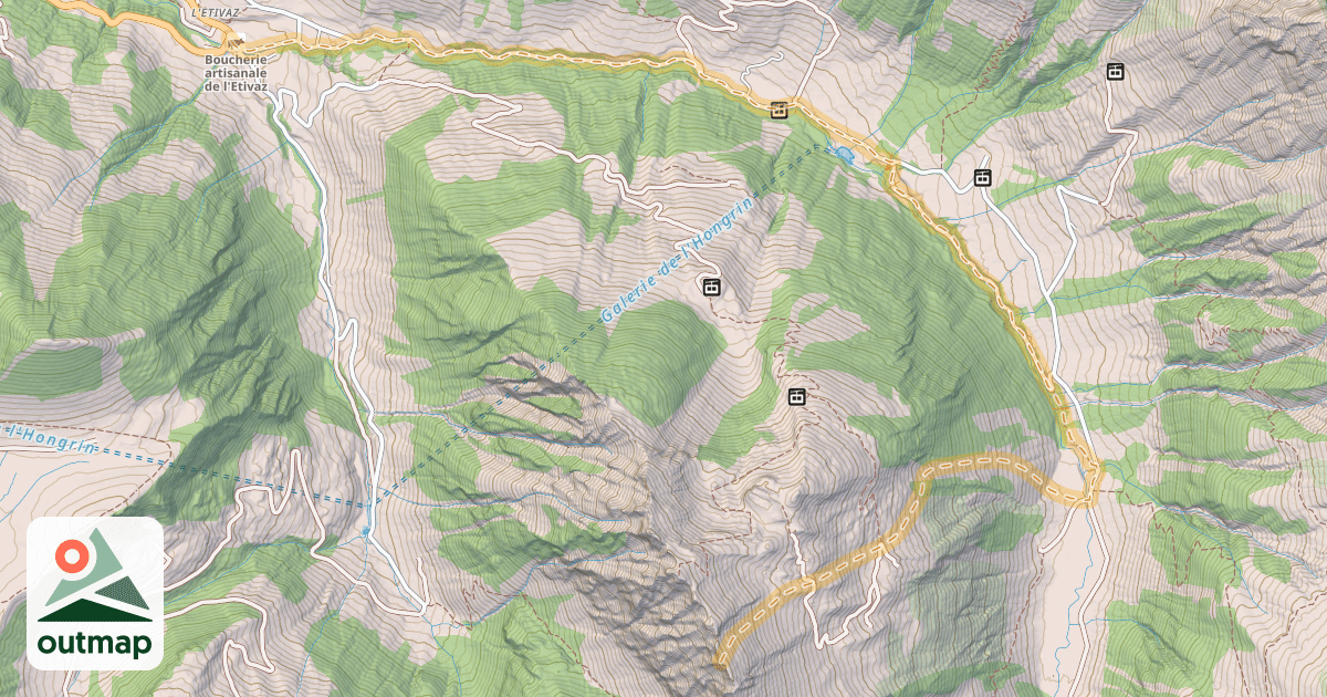 Map of Abfahrt nach Pâquier Mottier und zurück nach L'Etivaz