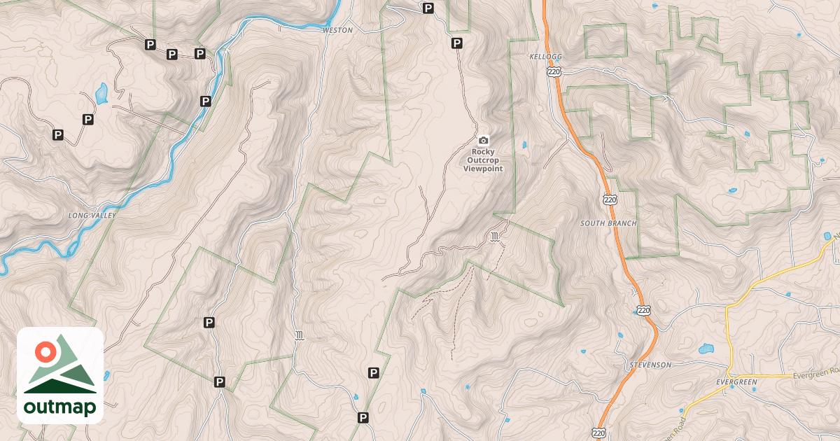 Map of Kellogg Mountain Road
