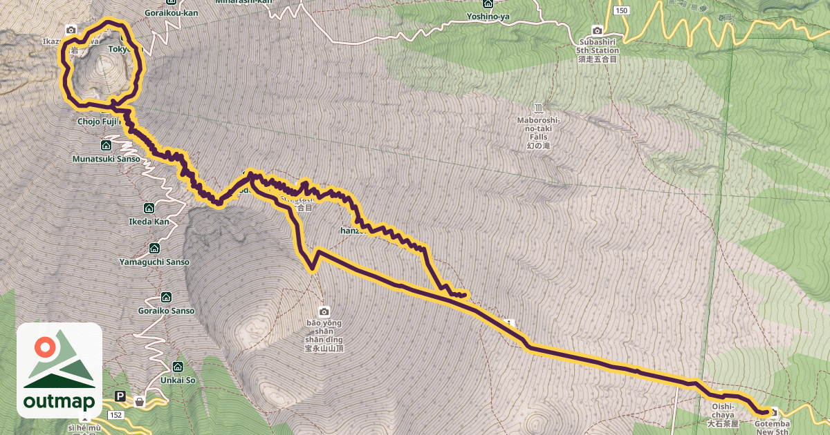 Map of Mount Fuji Gotemba Trail