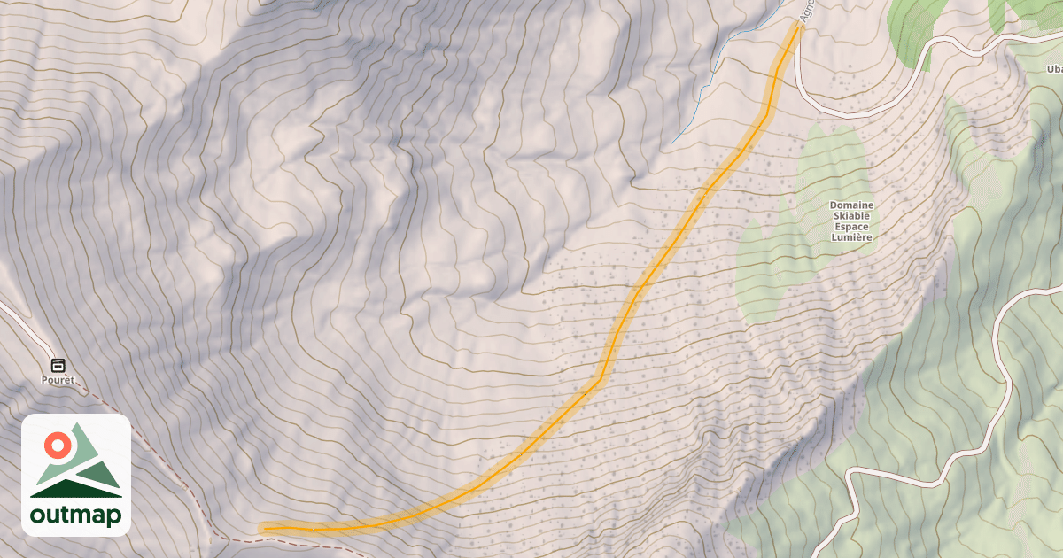 Map of Pouret Hors Piste
