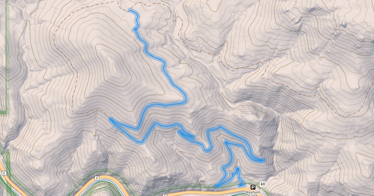 Map preview of Mayhem Gulch Trail