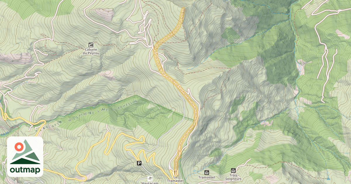 Map of Pene de Caucipeyre — Station de Hautacam - Col de Tramassel ou de Buraou